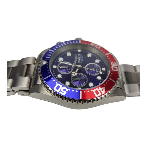 Invicta Pro Diver 43mm Blue Dial Pepsi Bezel Chronograph Watch 1771 NO XTRA LNKS - Picture 6 of 12